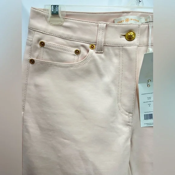 Tory Burch Blush light Pink pants with Gold Accents new with tag size 4 - Picture 6 of 11